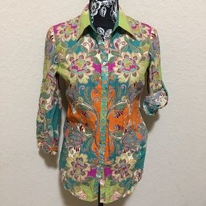 Robert Graham woman Button Down shirt 3/4 sleeve